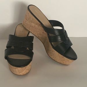 Nine West Black Platform Wedge Leather shoes
